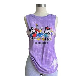 Disney Influencers Tank Top Purple Tie Dye Sleeveless Cartoon Graphic  LargeNWOT